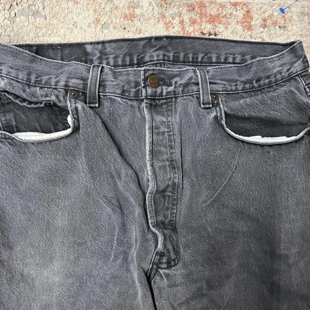 Levis 501 Jeans Mens 36x32 Faded Black Made in USA Button Fly Straight Leg 90s